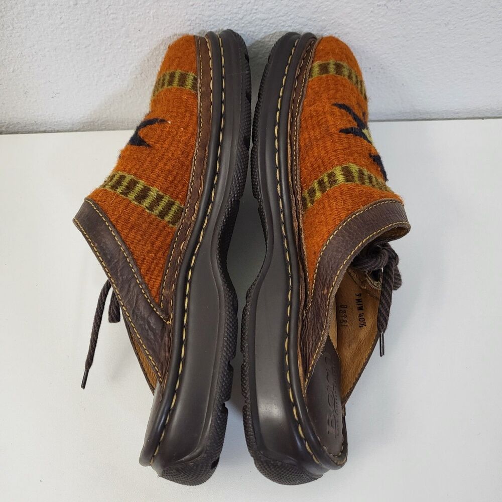 BORN Clogs Womens 9 Orange Wool Southwestern Slip On Comfort Colorful - Picture 8 of 10